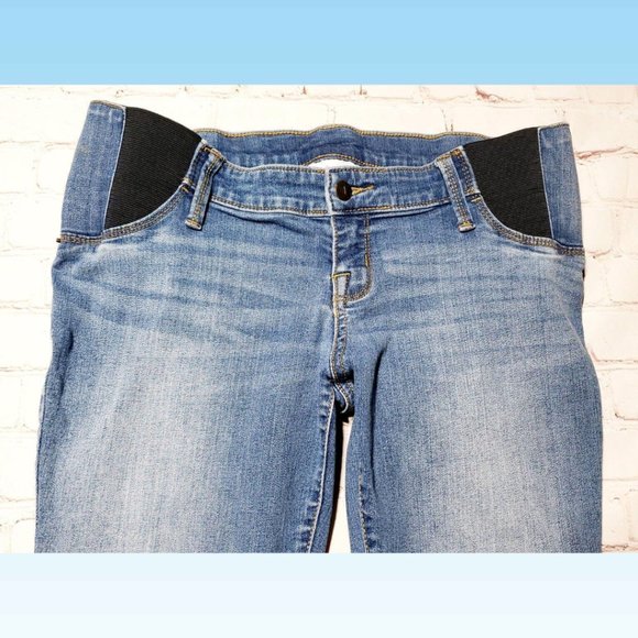 Isabel Maternity Skinny Crop Stretch Blue Jeans Size 6 Under Belly Side Panel - Picture 2 of 7